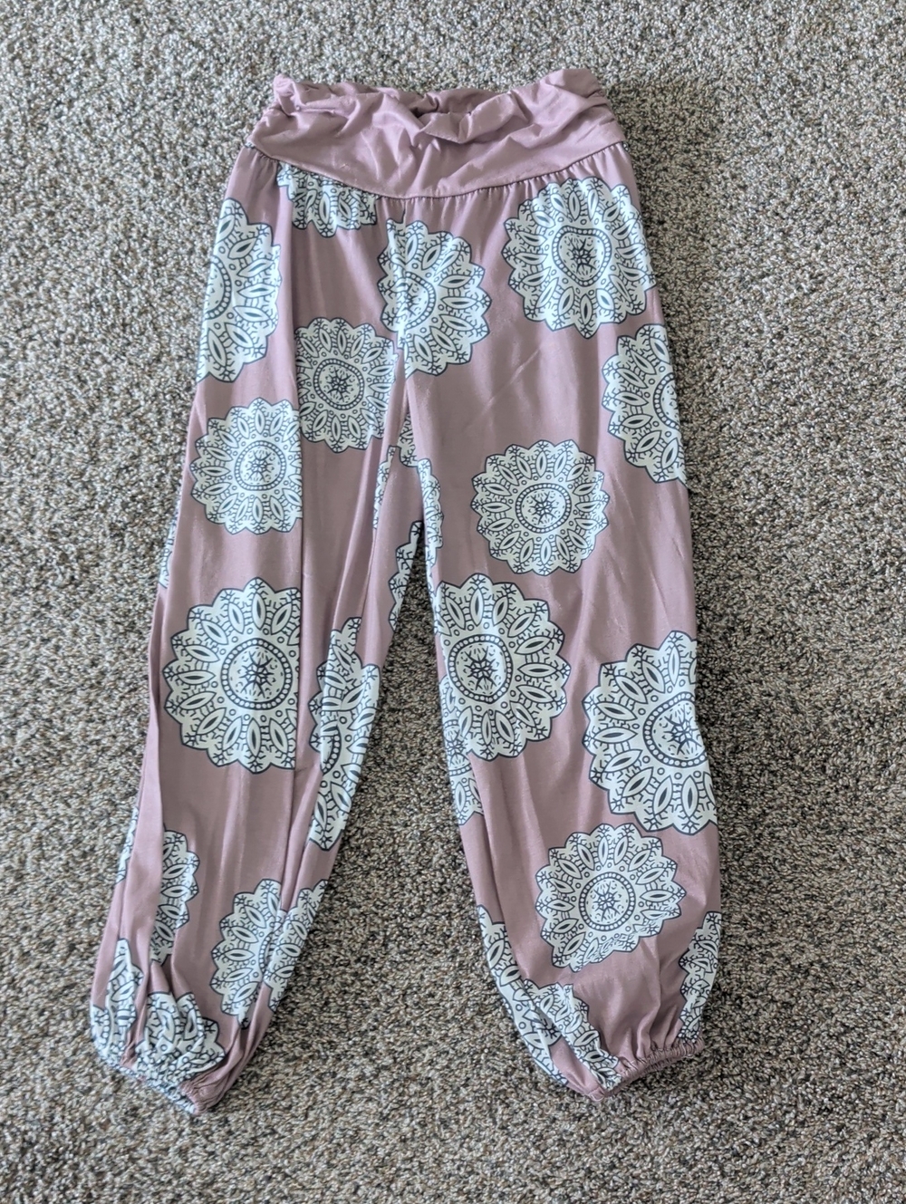 Mauve Medallion Print Harem Pants